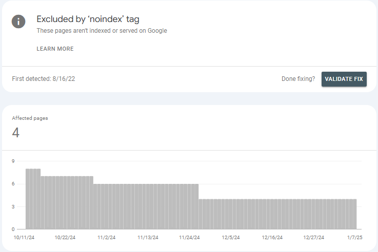 noindex issue status